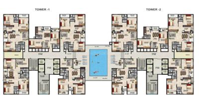 Project Image of 1045.55 - 1055.34 Sq.ft 3 BHK Apartment for buy in Dions Twin Towers