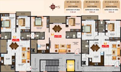 Project Image of 1040.0 - 1130.0 Sq.ft 2 BHK Apartment for buy in KVR Sai Krishna Residency