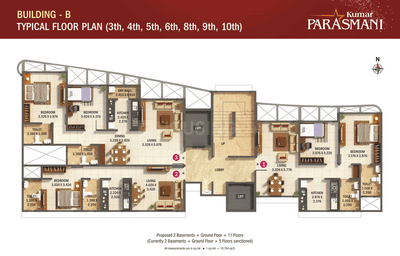 Kumar Parasmani B Cluster Plan from 3rd to 10th Floor 1