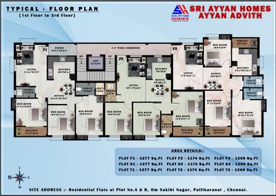 Project Image of 1269.0 - 1277.0 Sq.ft 3 BHK Apartment for buy in Ayyan Advith