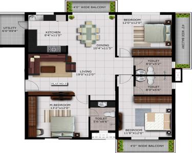 Project Image of 1596.0 - 1794.0 Sq.ft 3 BHK Apartment for buy in Mahaveer Amber Woods