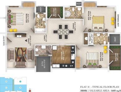 Project Image of 0.0 - 1685.0 Sq.ft 3 BHK Apartment for buy in LML Lakescape