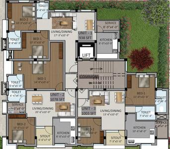 Project Image of 938.0 - 1078.0 Sq.ft 2 BHK Apartment for buy in Poojaa Shiivam