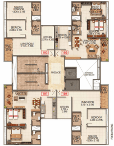 Project Image of 764.24 - 1103.3 Sq.ft 2 BHK Apartment for buy in Kumar Palmspring Towers A1 A2 And A3