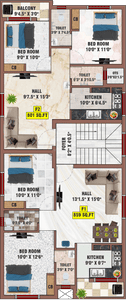 Project Image of 801.0 - 859.0 Sq.ft 2 BHK Apartment for buy in Bharathi Sai Prince