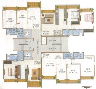 Project Image of 660.0 - 975.0 Sq.ft 1 BHK Apartment for buy in S And S Emerald Tower A Wing