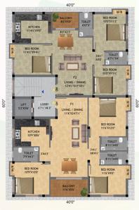 Project Image of 750.0 - 1320.0 Sq.ft 2 BHK Apartment for buy in Keerthis Sai Chandra Flats