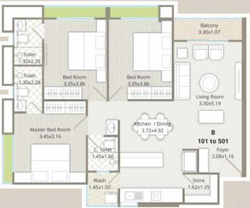 Project Image of 1250.0 - 1595.0 Sq.ft 2 BHK Apartment for buy in Dwarkesh Vrajraj Flats