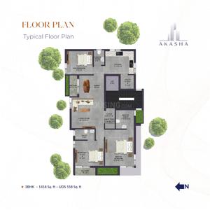 Project Image of 0.0 - 1418.0 Sq.ft 3 BHK Apartment for buy in Akasha
