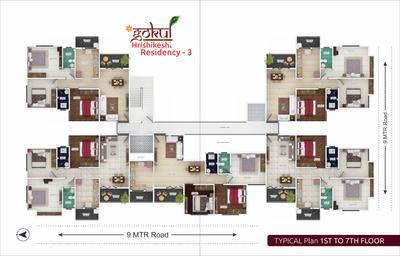 Project Image of 0.0 - 1317.0 Sq.ft 3 BHK Apartment for buy in Gokul Hrishikesh Residency Wing 3