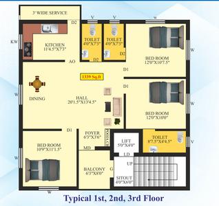 Project Image of 0.0 - 1339.0 Sq.ft 3 BHK Apartment for buy in Live Mithra