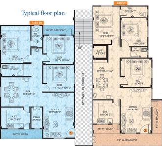 Project Image of 1455.0 - 1480.0 Sq.ft 3 BHK Apartment for buy in Suma Shaila Anish Residency
