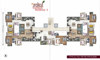 Project Image of 613.44 - 822.47 Sq.ft 2 BHK Apartment for buy in Gokul Hrishikesh Residency Wing 2