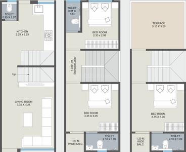 Project Image of 694.6 - 1357.11 Sq.ft 3 BHK Villa for buy in Shree Shivam Heights Triplex