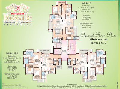 Project Image of 1854.0 - 1877.0 Sq.ft 3 BHK Apartment for buy in Parsvnath Royale