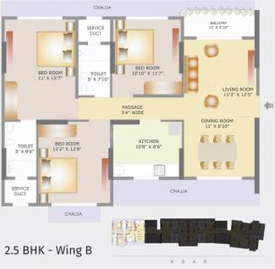 Project Image of 803.0 - 960.0 Sq.ft 2 BHK Apartment for buy in Tridhaatu Hersh Aangan