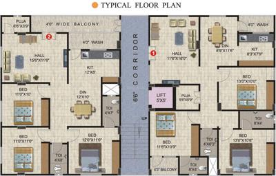 Project Image of 1415.0 - 1425.0 Sq.ft 3 BHK Apartment for buy in Cyber Springs