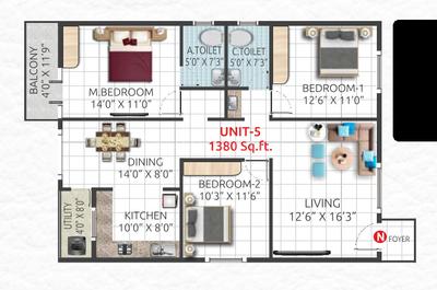 Project Image of 1150.0 - 1455.0 Sq.ft 2 BHK Apartment for buy in Sai Nandana GP Pride