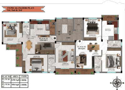 Aura Mudhra Phase 2 Mudhra Phase 2 Cluster Plan from 1st to 3rd Floor 1