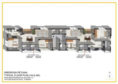 Project Image of 851.75 - 858.21 Sq.ft 2 BHK Apartment for buy in Sreerosh Petunia