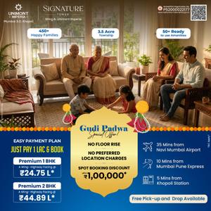 Project Image of 381.0 - 726.0 Sq.ft 1 BHK Apartment for buy in Unimont Imperia Signature Tower