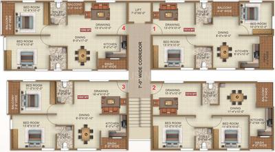 Project Image of 1002.0 - 1260.0 Sq.ft 2 BHK Apartment for buy in RRR Royal Rich