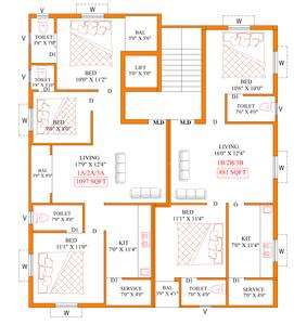 Perfect Prayag Prayag Cluster Plan from 1st to 3rd Floor 1