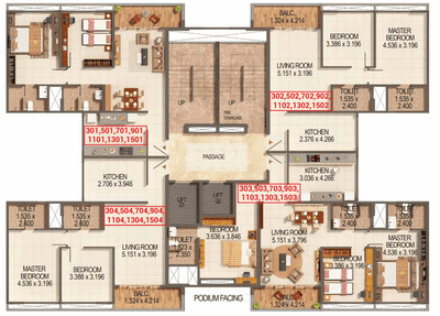 Project Image of 764.24 - 1103.3 Sq.ft 2 BHK Apartment for buy in Kumar Palmspring Towers A1 A2 And A3