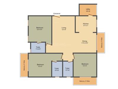 Project Image of 1596.0 - 1794.0 Sq.ft 3 BHK Apartment for buy in Mahaveer Amber Woods
