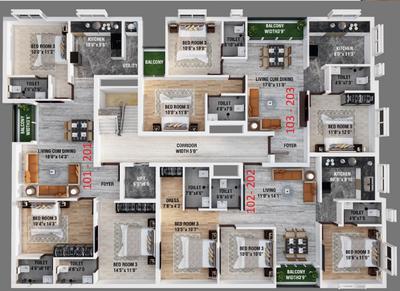 Project Image of 1225.0 - 1850.0 Sq.ft 3 BHK Apartment for buy in Opera Sunrise