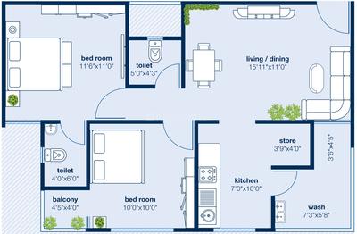 Project Image of 545.0 - 848.0 Sq.ft 2 BHK Apartment for buy in Shree Hari Nakshatra Residency 2