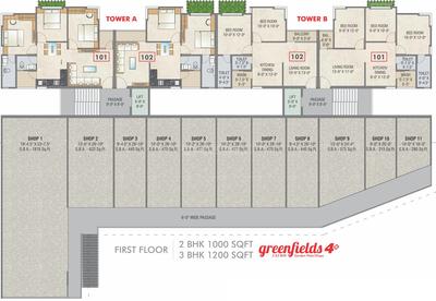 Project Image of 1000.0 - 1200.0 Sq.ft 2 BHK Apartment for buy in Fortune Greenfields 4 And 4 Plus