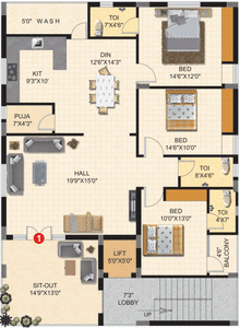 Project Image of 0.0 - 2000.0 Sq.ft 3 BHK Apartment for buy in SR Homes