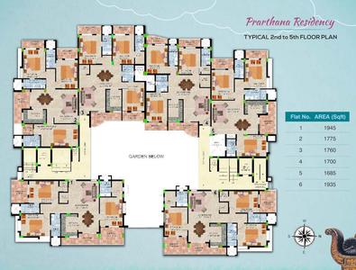 Project Image of 1435.0 - 1945.0 Sq.ft 3 BHK Apartment for buy in Prarthana Residency