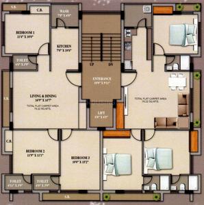 Project Image of 0.0 - 842.0 Sq.ft 3 BHK Apartment for buy in Akhilam Shree Avenue