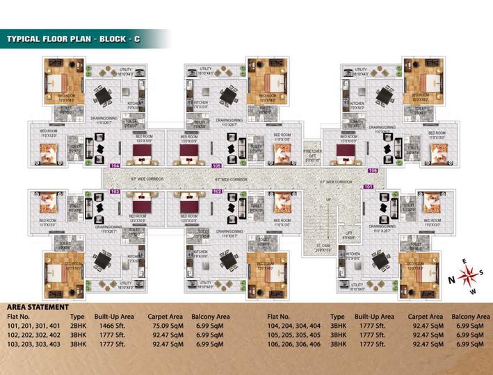 1632 Sqft 3 BHK Flat for sale in Trishakti Vaishno Sai Sarovar Old