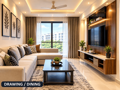 Living Room Image of 1520 Sq.ft 2 BHK Apartment / Flat for sale in Om Shri Vrinda Orchids, Sunrakh Bangar Vrindavan for Rs. 11400000