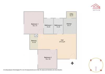 Image of 914 Sq.ft 2 BHK Apartment / Flat for sale in Agrahara, Bengaluru for Rs. 8500000