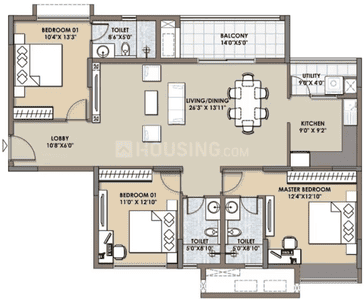 Image of 1316 Sq.ft 3 BHK Apartment / Flat for sale in Godrej Aqua Vista, Mundhwa, Pune for Rs. 10800000