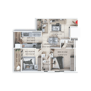Image of 1095 Sq.ft 2 BHK Apartment / Flat for sale in Manish Nagar, Nagpur for Rs. 4968000