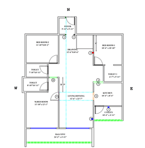 Floor Plan Image of 1600 Sq.ft 3 BHK Apartment / Flat for rent in Golden Panorama, Lingadheeranahalli Bengaluru for Rs. 49000