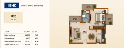 Image of 549 Sq.ft 1 BHK Apartment / Flat for sale in Shri Tulsi Wings, Sunrakh Bangar, Vrindavan for Rs. 8760000