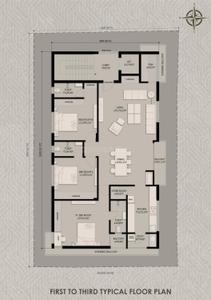 Floor Plan Image of 1986 Sq.ft 3 BHK Apartment / Flat for sale in Thiruvanmiyur Chennai for Rs. 35948000