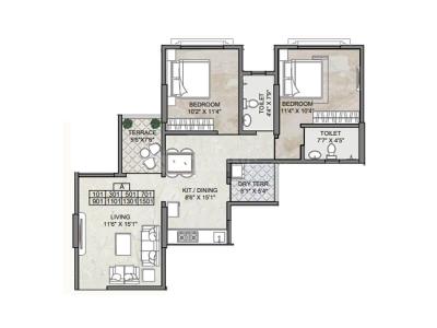 Image of 850 Sq.ft 2 BHK Apartment / Flat for sale in Anika Piccadilly, Punawale, Pune for Rs. 8200000