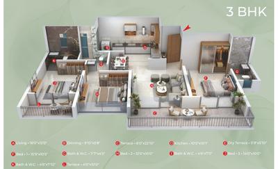Image of 1127 Sq.ft 2 BHK Apartment / Flat for sale in ADG Glory, Punawale, Pune for Rs. 7600000