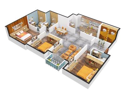Image of 1850 Sq.ft 3 BHK Apartment / Flat for rent in Adani The Meadows, Shantigram, Ahmedabad for Rs. 50000