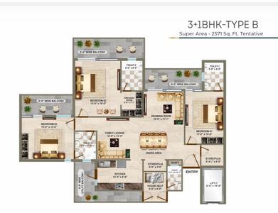 Image of 2570 Sq.ft 3.5 BHK Apartment / Flat for sale in PR7 Airport Road, Zirakpur for Rs. 19500000