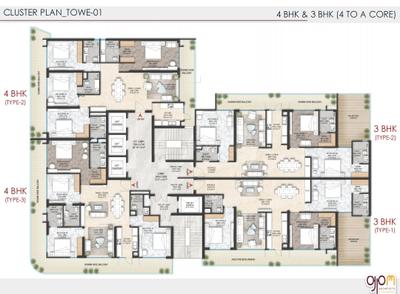 Floor Plan Image of 2180 Sq.ft 3 BHK Apartment / Flat for sale in Gmada Aerocity Mohali for Rs. 27300000