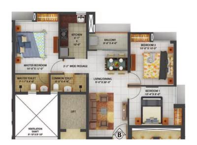 Image of 1188 Sq.ft 3 BHK Apartment / Flat for sale in Merlin Rise, Rajarhat, Kolkata for Rs. 8500000