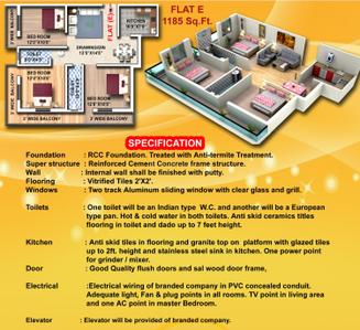 Image of 1235 Sq.ft 3 BHK Apartment / Flat for sale in Saraidhella, Dhanbad for Rs. 3150000